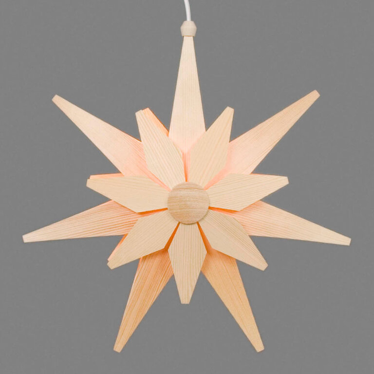 DS German Wooden Window Star Natural (Electric)