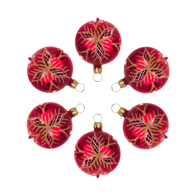 DS German Sm Glass Bulb Ornament Red 5cm (Single)