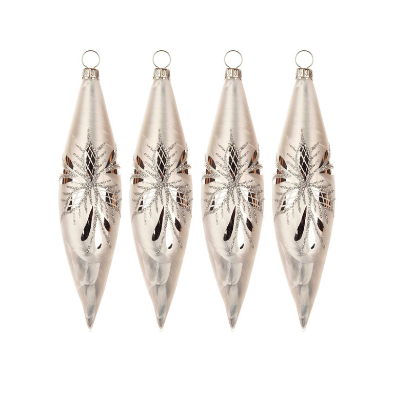 DS DS German Glass Ornament Silver 14cm (Single)