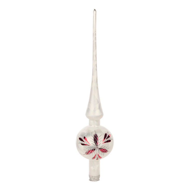 DS German Glass Tree Topper White 27cm