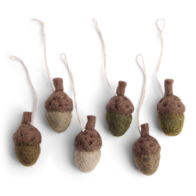 EGS EGS Fair Trade Ornaments Acorns Set/6 - Green