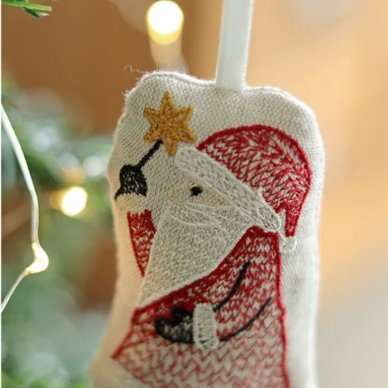 Creative Co Creative Co Embroidered Fabric Ornament - Santa