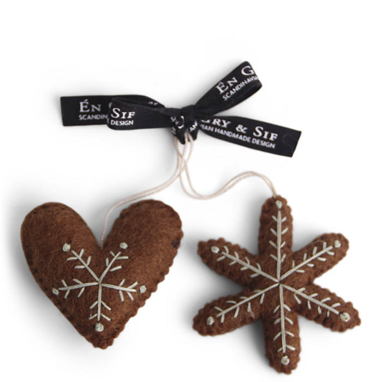 EGS EGS Fair Trade Gingerbread Heart And Star Ornaments (S/2)