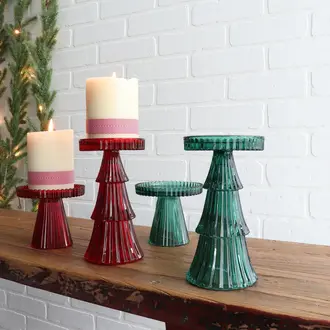 Harman Tree Pillar Candle Holder Red Large 4x7