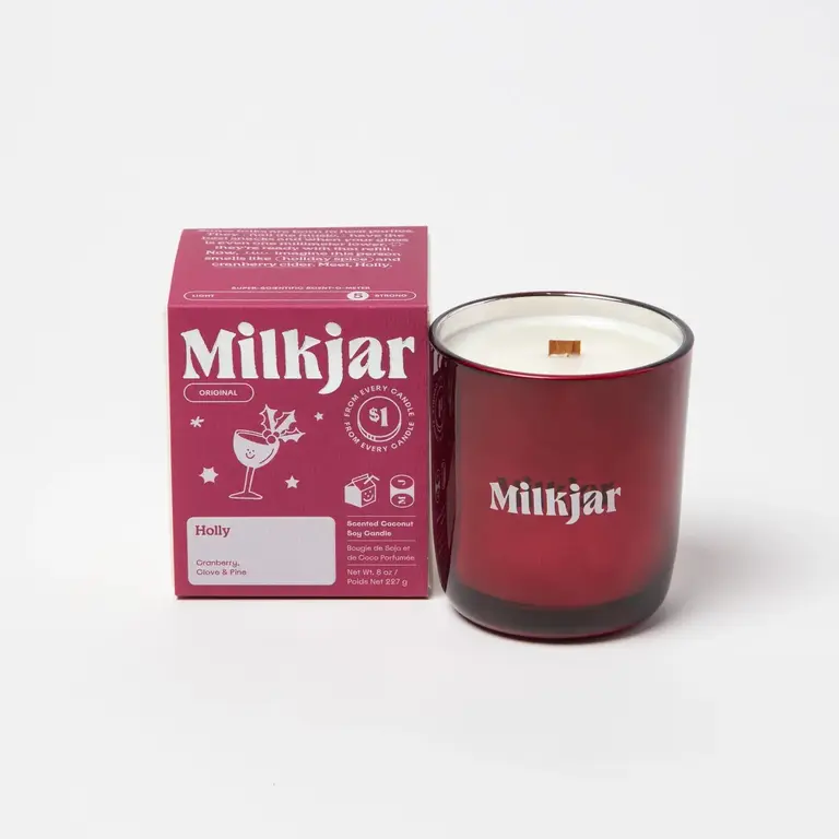 Milk Jar Candle Co Milk Jar Holly 8oz Candle