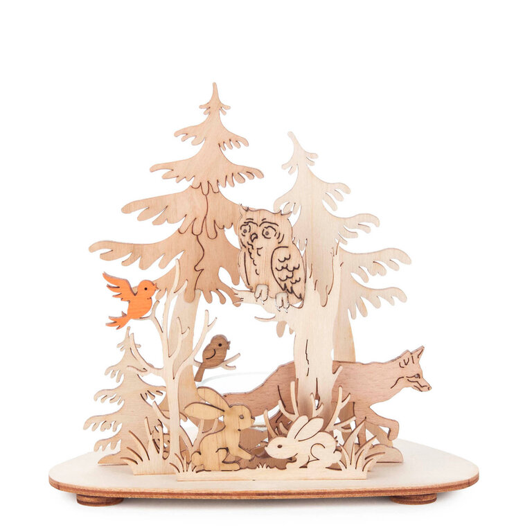 DS German Wooden Tealight Holder - Forest