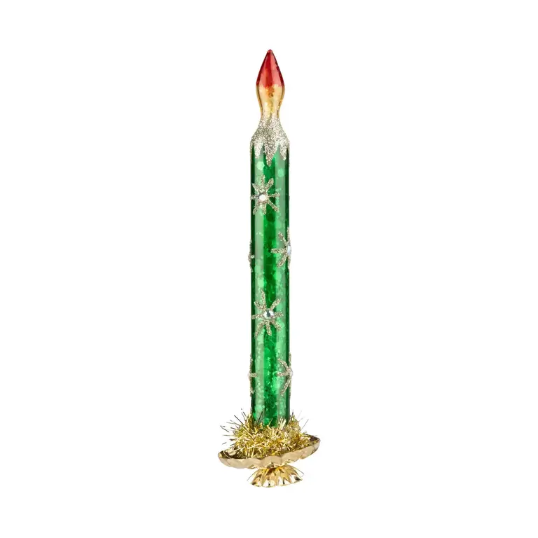 Silver Tree Silver Tree Glass Clip on CandleOrnament Green 7"