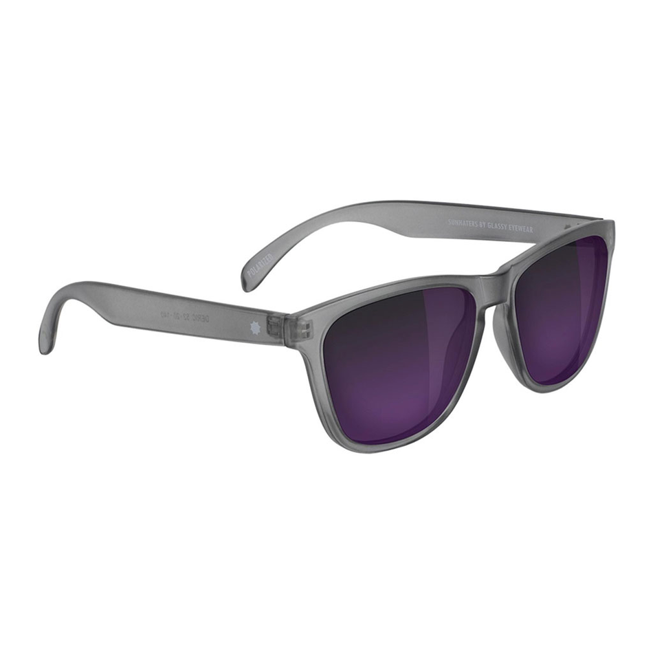 Glassy Deric Polarized Sunglasses Matte Transparent Dark Grey/Purple Mirror