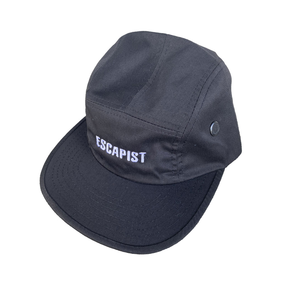 Escapist Brushstroke Embroidered 5 Panel Strapback Hat Black