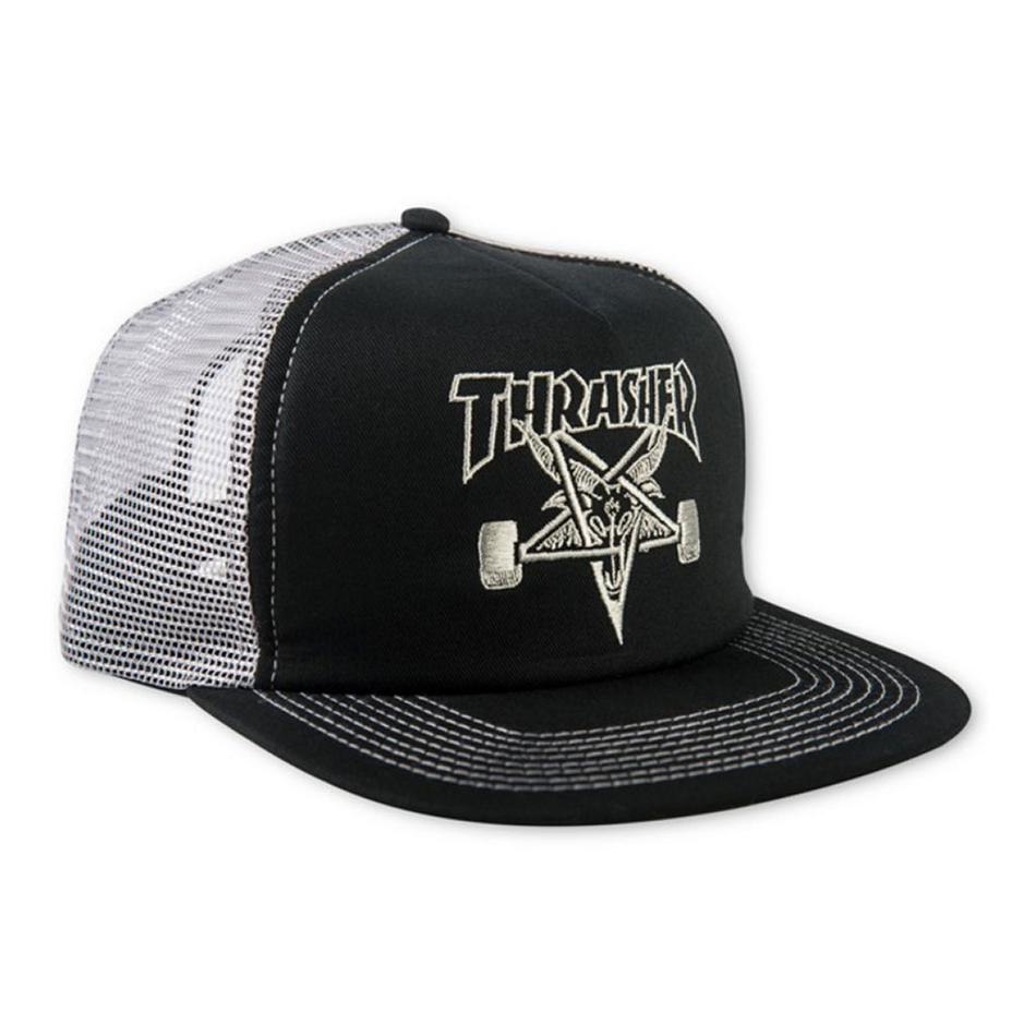 Thrasher SK8 Goat Embroidered Snapback Mesh Hat Black/Grey