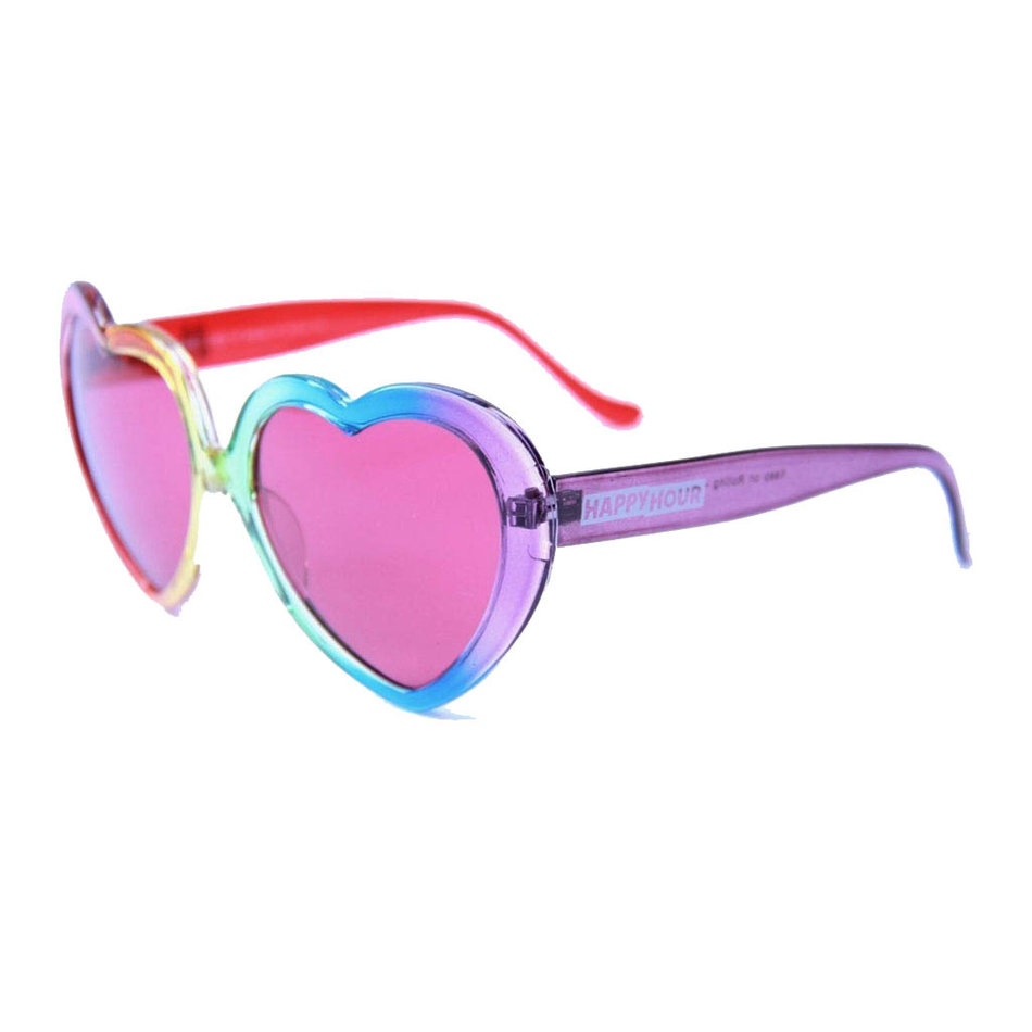Happy Hour Heart Ons Sunglasses Rainbow Fade
