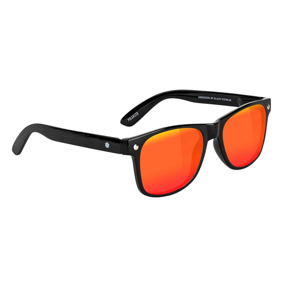 Glassy Leonard Polarized Sunglasses Matte Black/Red Mirror