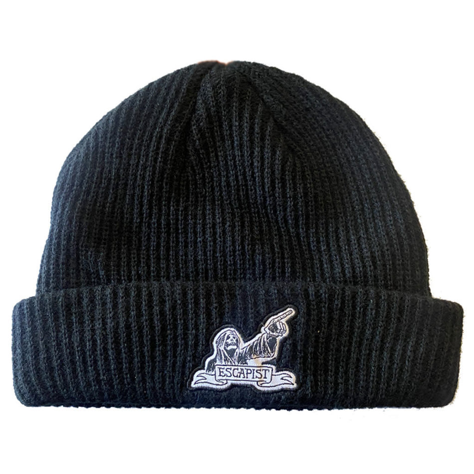 Escapist Todd Francis Reaper Patch Cuffed Ribbed Beanie Black