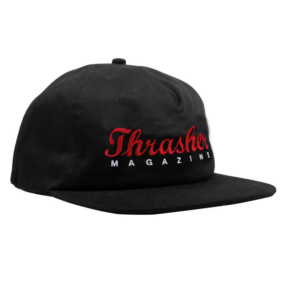 Thrasher Oval Script Snapback Hat Black
