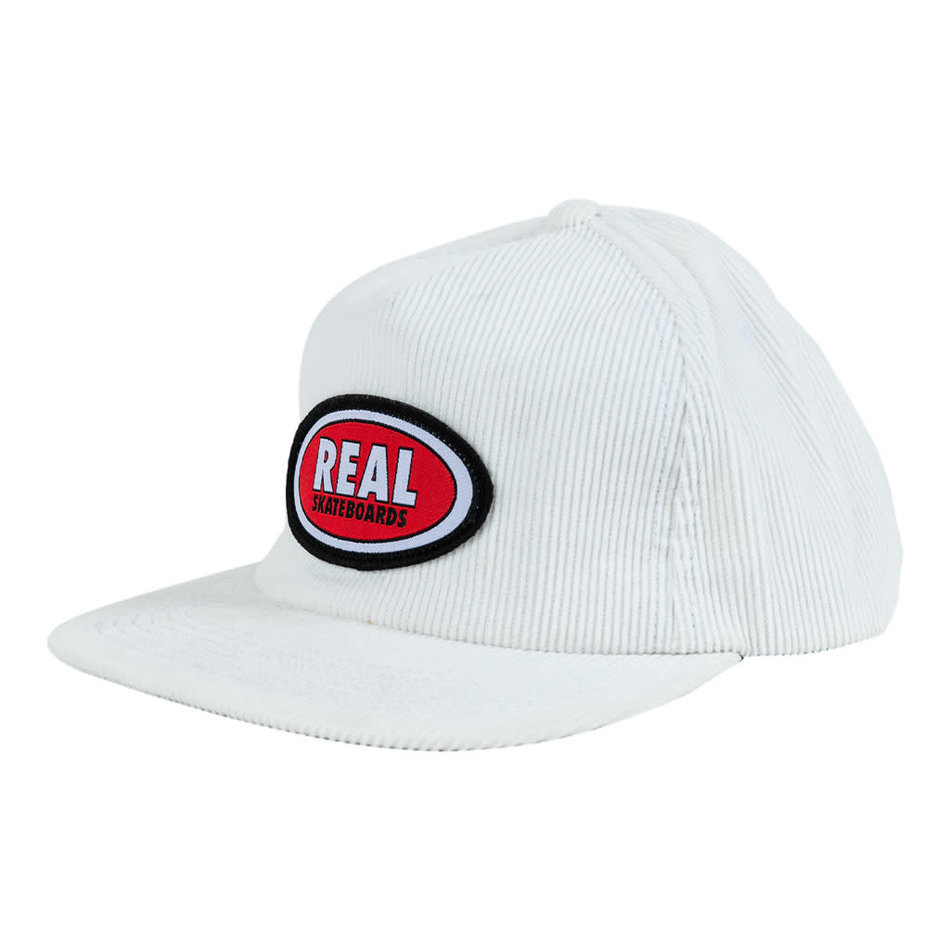 Real Oval Snapback Cord Hat White/Red