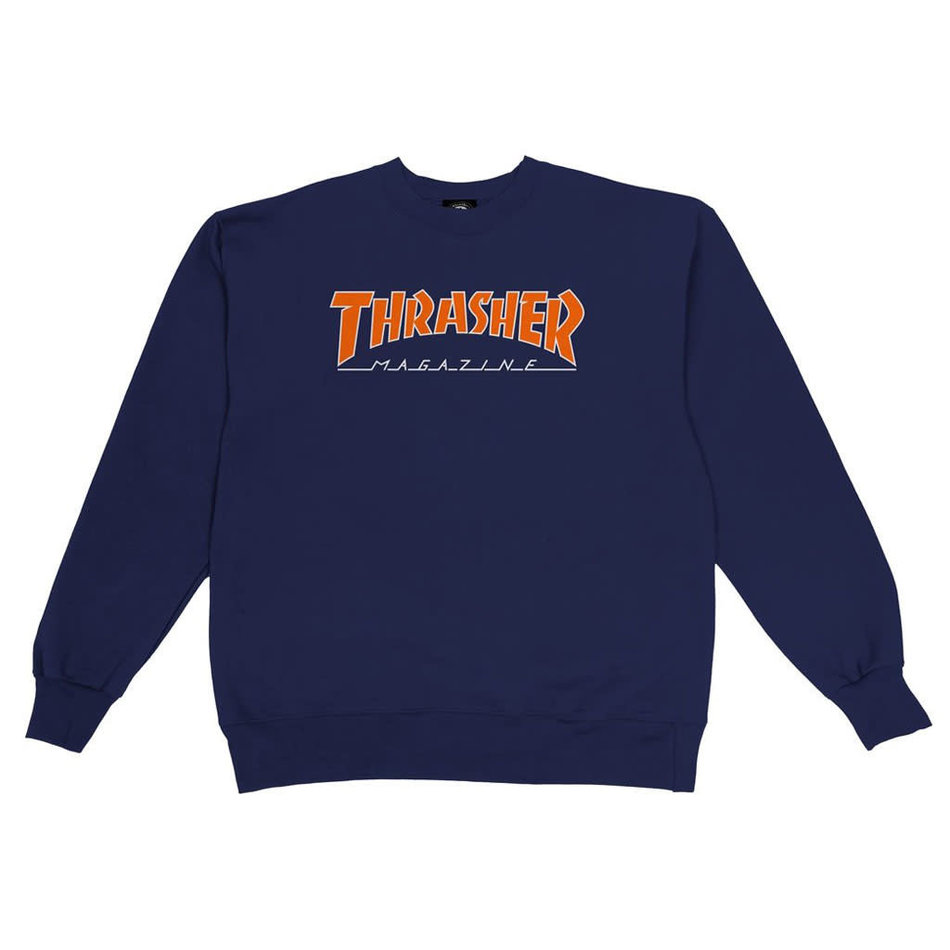 Thrasher Mag Logo Outlined Crew Sweatshirt Navy/Orange