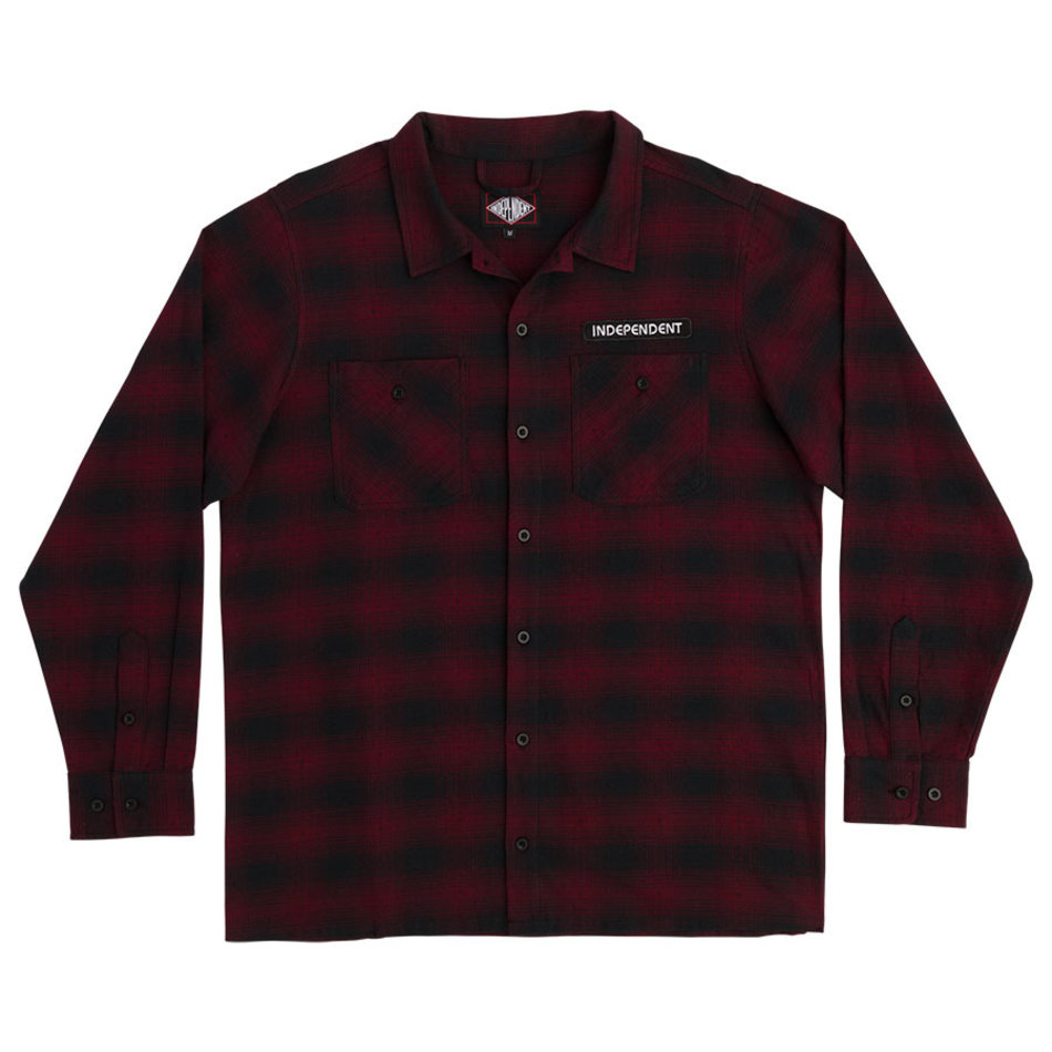 Independent Tilden L/S Flannel Black/Burgundy