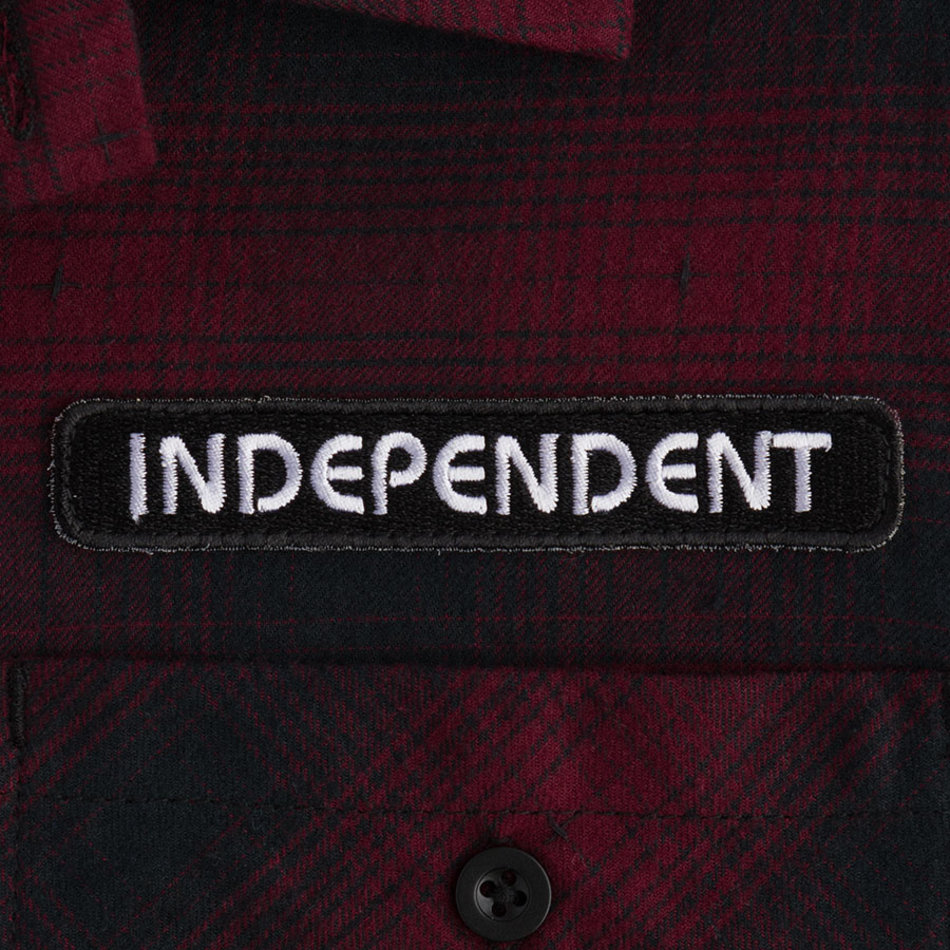 Independent Tilden L/S Flannel Black/Burgundy