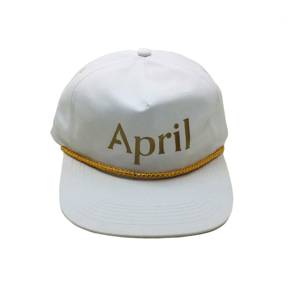 April Logo Golden Logo Snapback Hat White