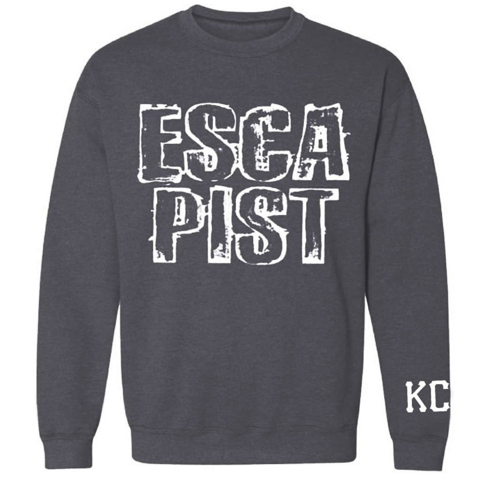 Escapist Outline Stacked Crew Sweatshirt Charcoal Heather