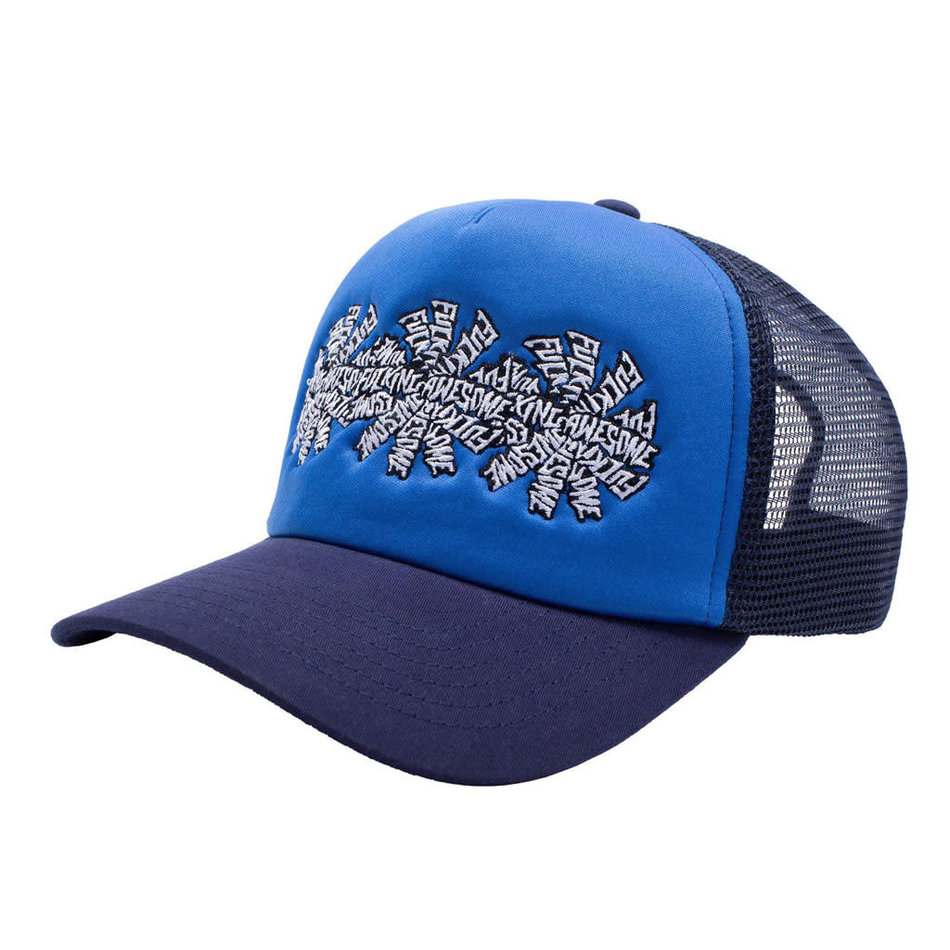 Fucking Awesome Three Spiral Trucker Snapback Hat Blue/Navy