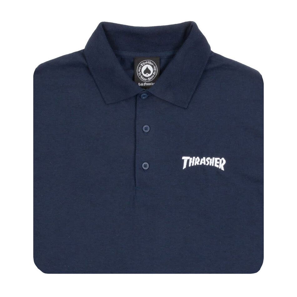 Thrasher Logo Emroidered Polo Shirt Navy