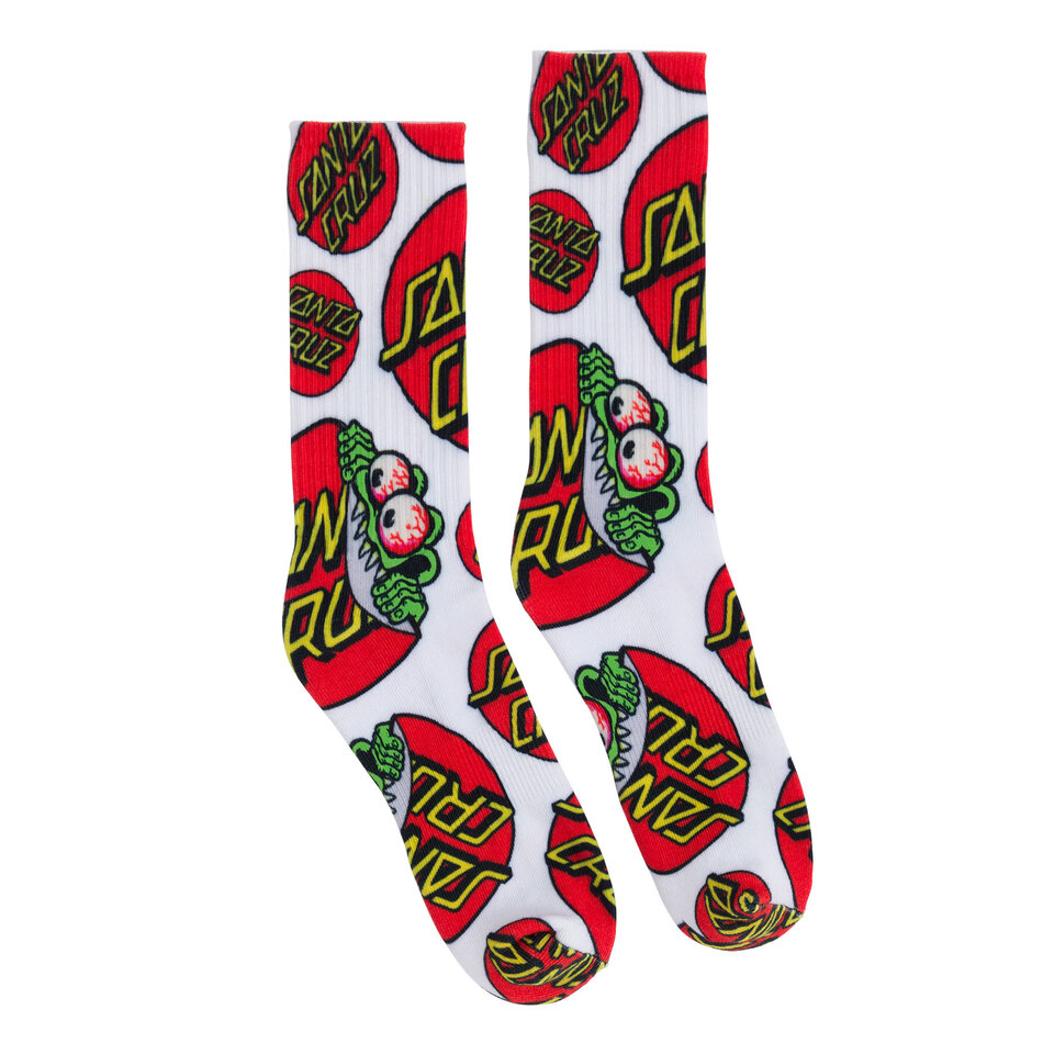 Santa Cruz Beware Dot Crew Socks White