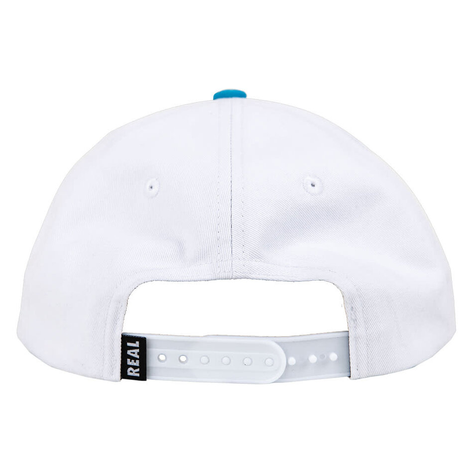 Real Oval Snapback Hat White/Bllue