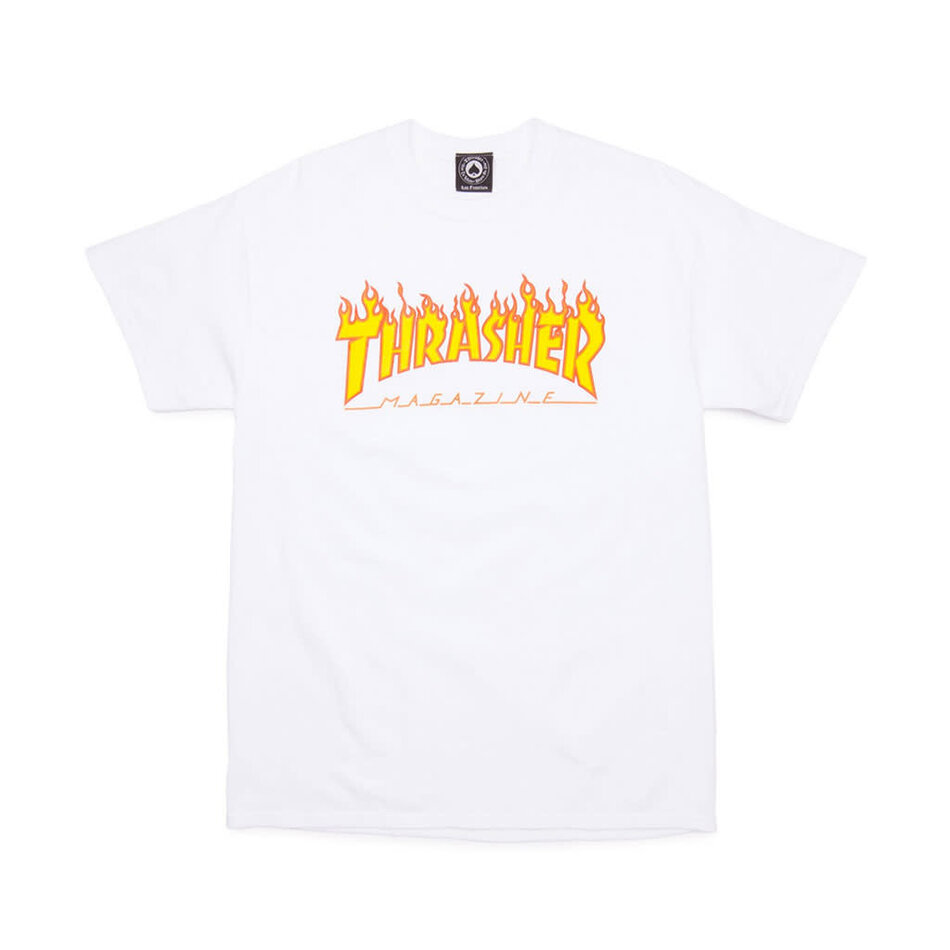 Thrasher Flame Logo Youth T-Shirt  White