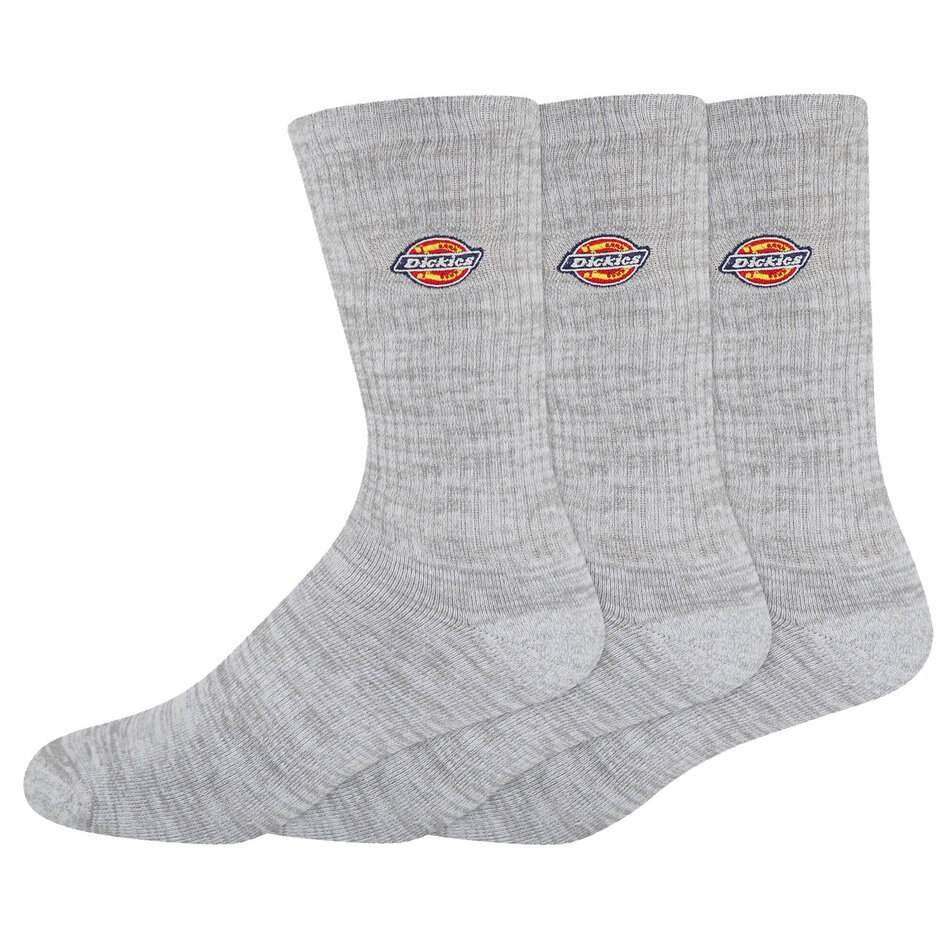 Dickies Embroidered Crew Socks 3-Pack Grey