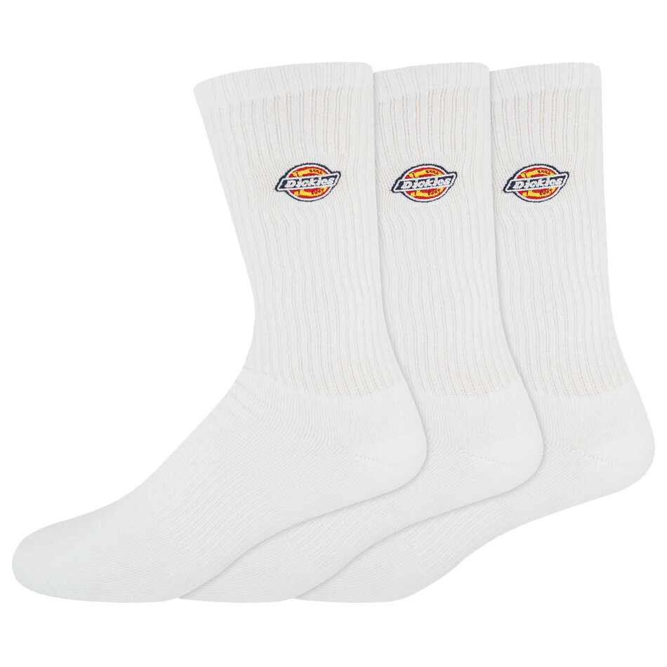 Dickies Embroidered Crew Socks 3-Pack White