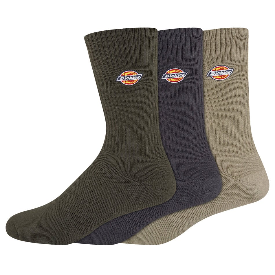 Dickies Embroidered Crew Socks 3-Pack Assorted