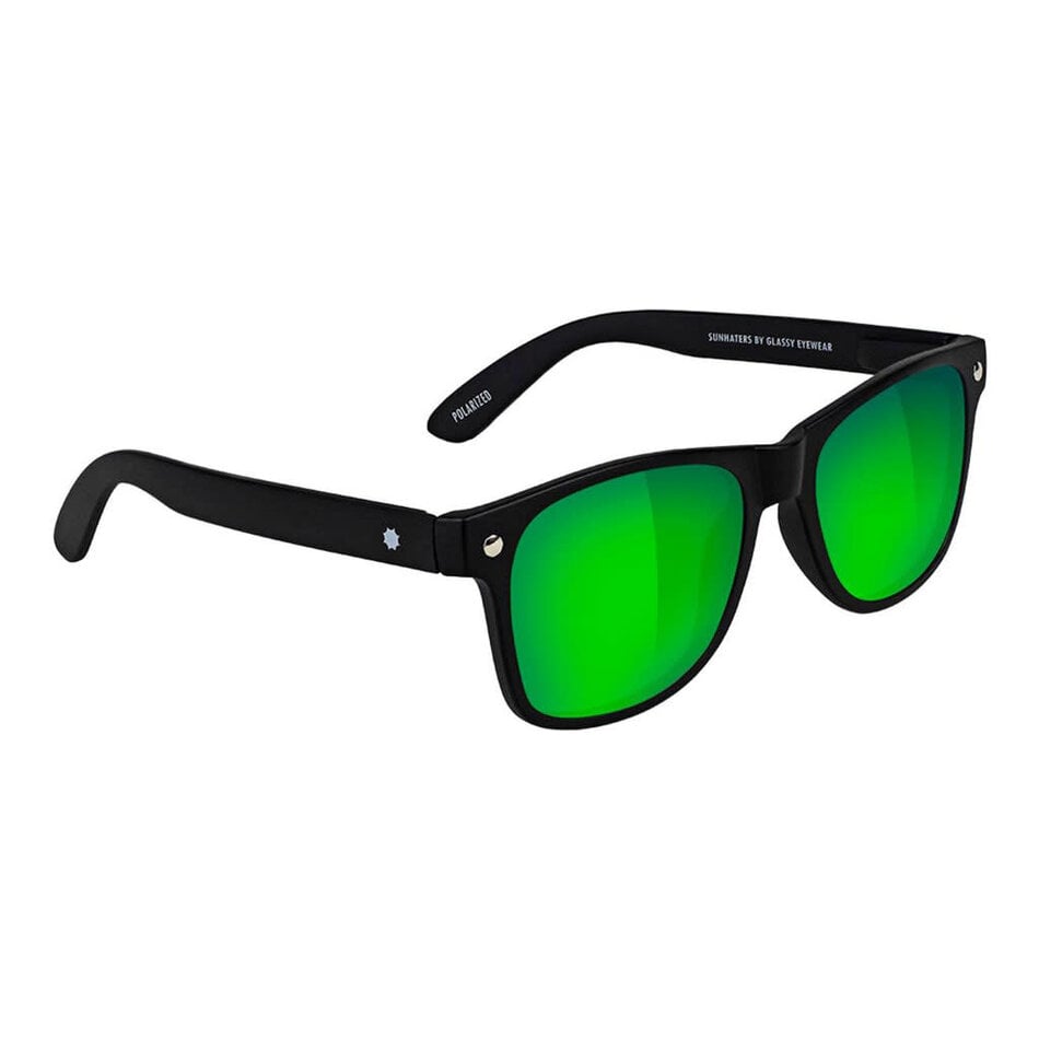 Glassy Glassy Deric Polarized Sunglasses Matte Black/Green Mirror - Escapist