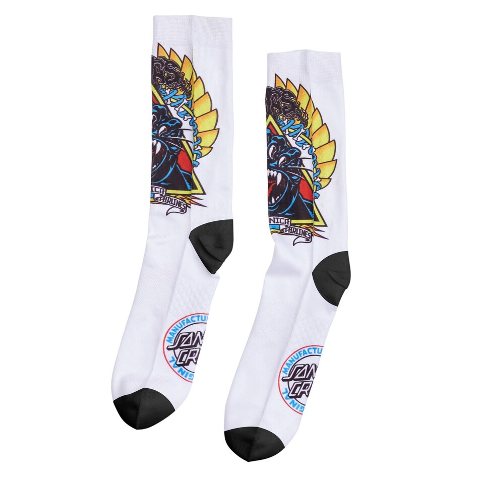 Santa Cruz Natas Screaming Panther Crew Socks White