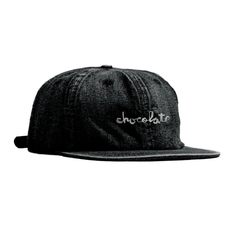 Chocolate Embroidered Chunk Strapback Hat Black Denim