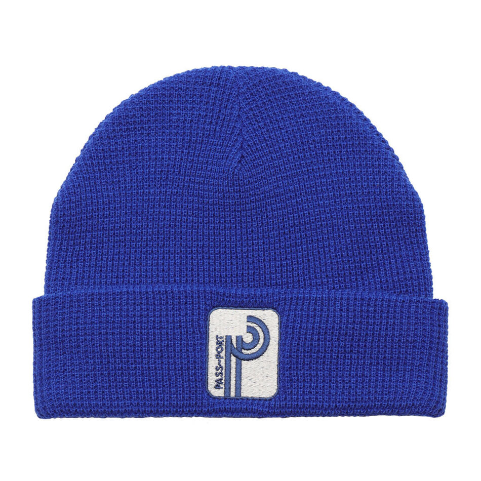 Pass-Port Long Con Waffle Knit Beanie Royal Blue