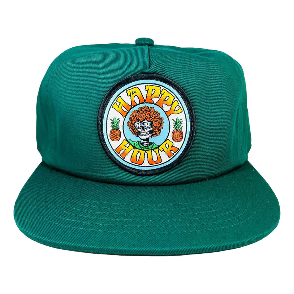 Happy Hour Skull & Roses Hat Green