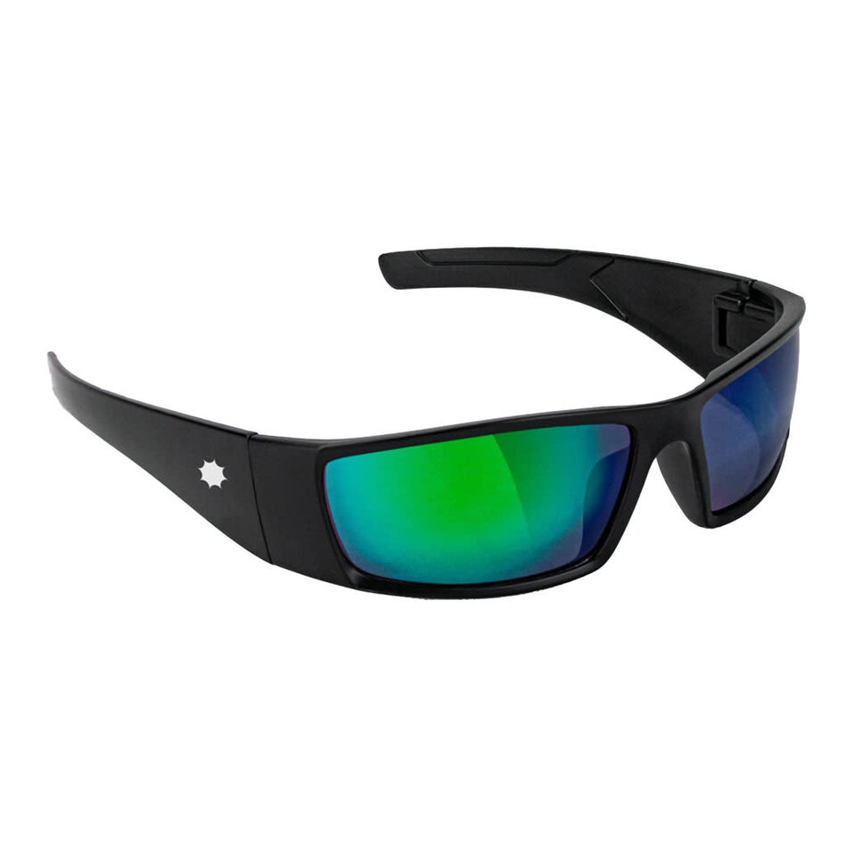 Glassy Peet Sunglasses Black/Green Mirror