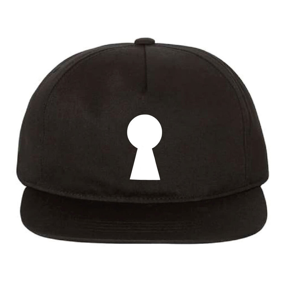 Skeleton Key Keyhole Snapback Hat Black