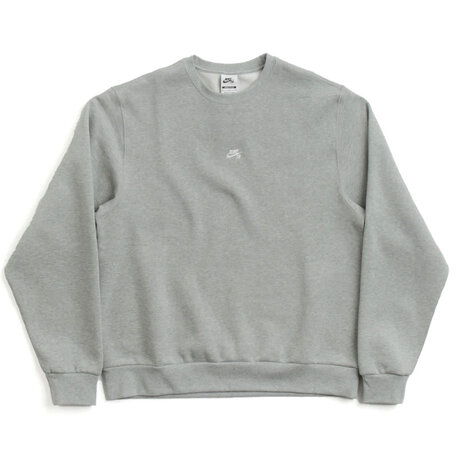 Nike SB Essential Logo Crew Fleece Sweatshirt Dark Grey Heather/White