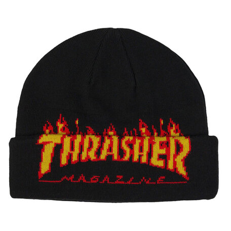 Thrasher Flame Fold  Beanie Black