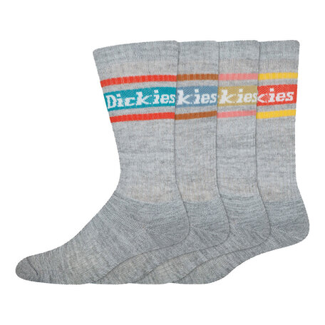 Dickies Rugby Spring Stripe Crew Socks 4-Pack Grey