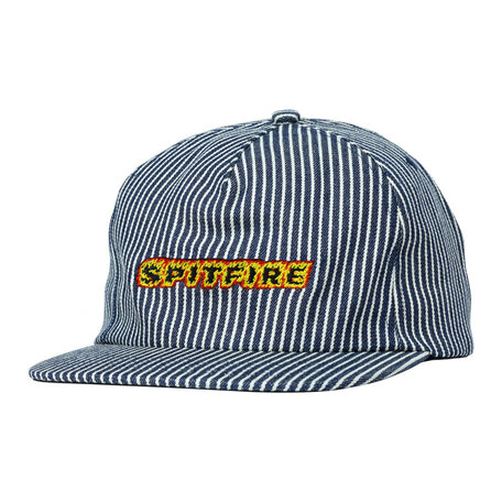 Spitfire Flame Script Strapback Hat Blue Stripes