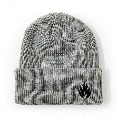 Black Label Flame Beanie Grey