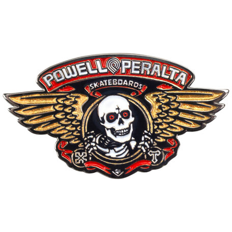 Powell Peralta Winged Ripper Lapel Pin Red Metallic Gold