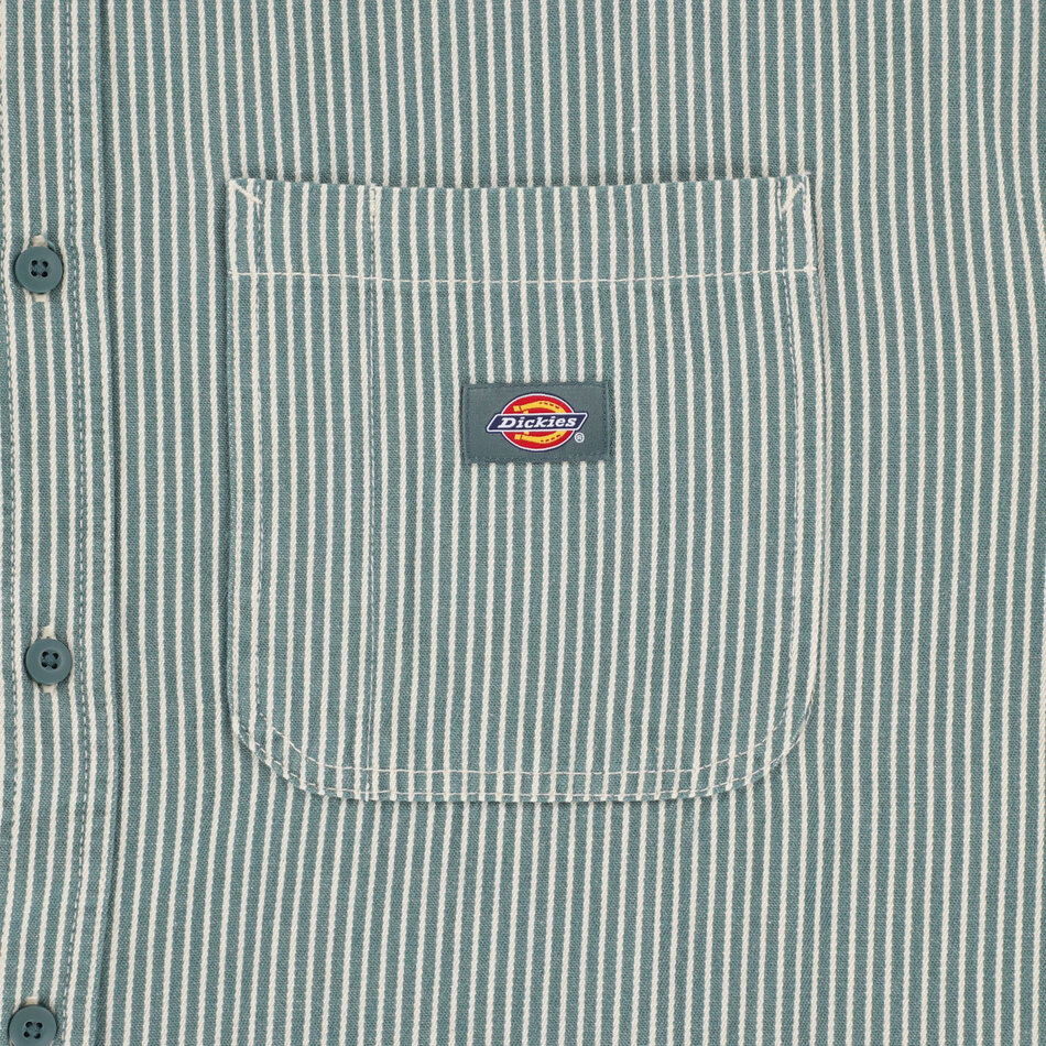Dickies Hickory Stripe L/S Button Up Shirt Lincoln Green