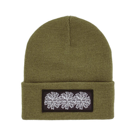 Fucking Awesome Three Spiral Edge Stitch Cuff Beanie Winter Moss