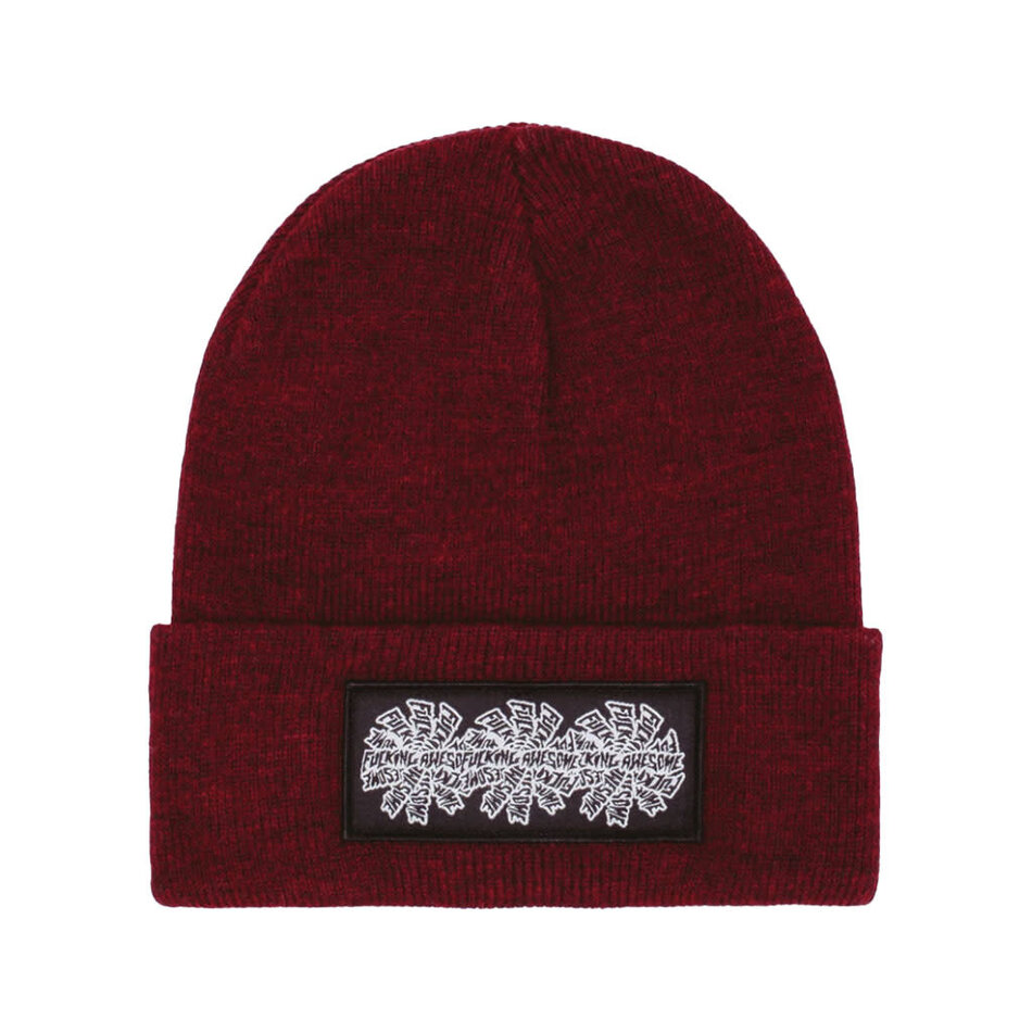 Fucking Awesome Three Spiral Edge Stitch Cuff Beanie Burgundy Heather