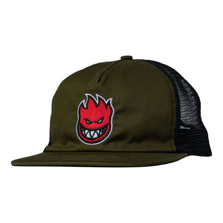 Spitfire Bighead Fill Snapback Mesh Hat Olive/Red