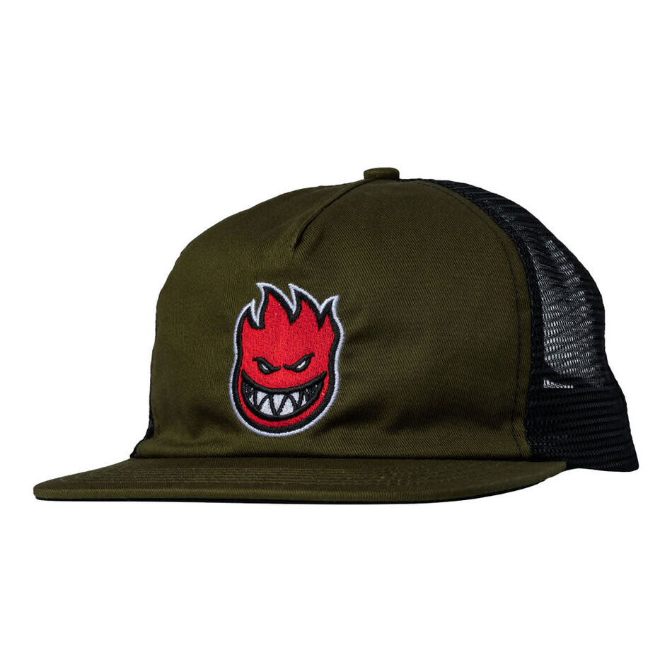 Spitfire Bighead Fill Snapback Mesh Hat Olive/Red
